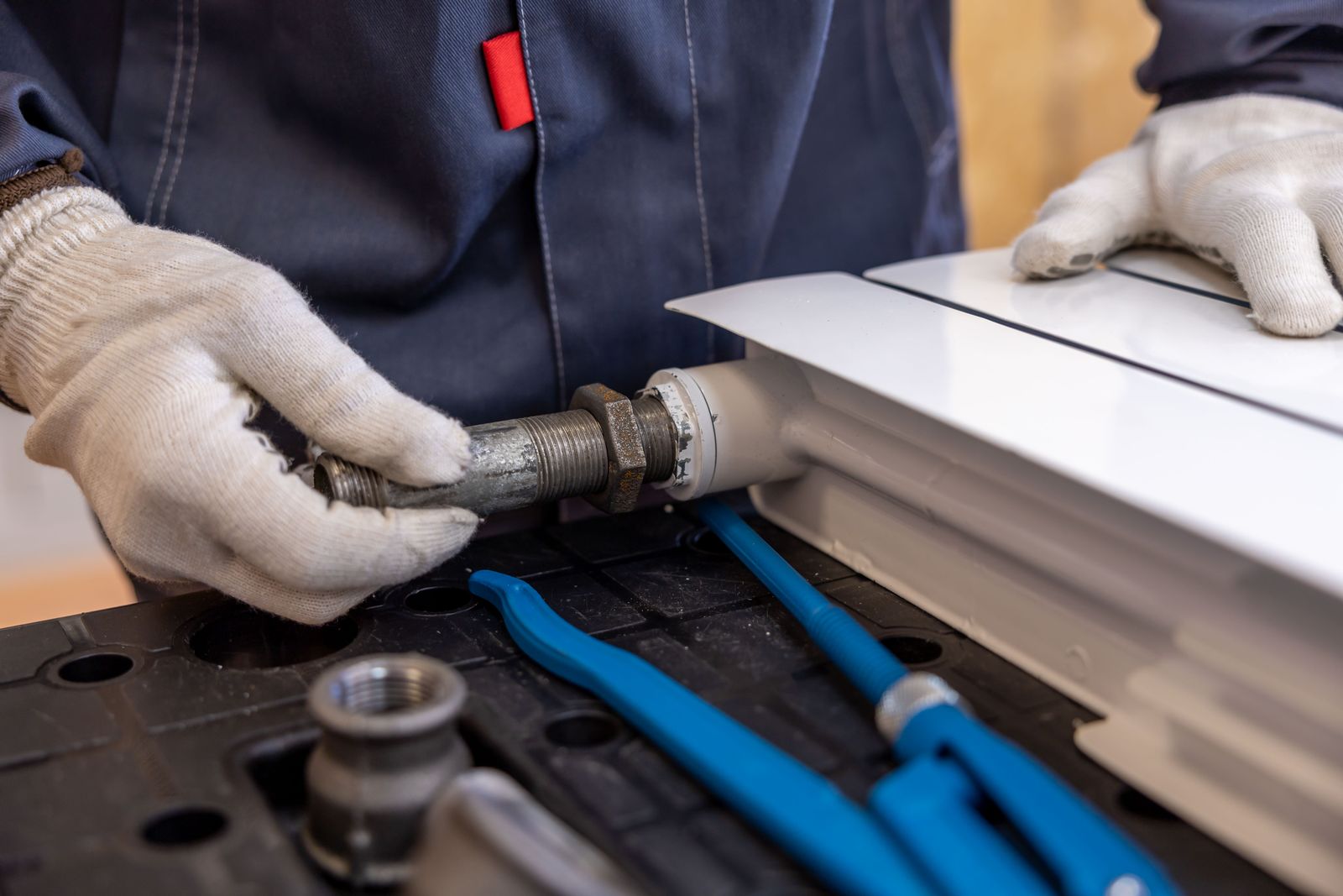 Radiator and heating pipework installation